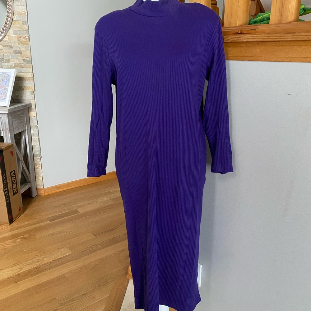 Ashley Stewart Vibrant Purple Long Sleeve Dress